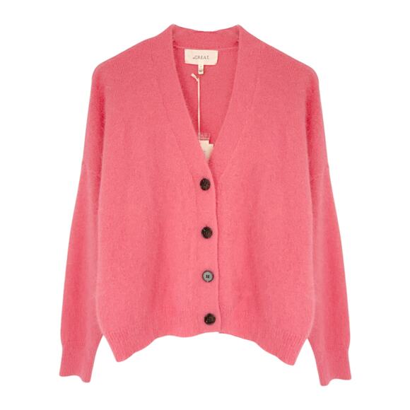 THE GREAT. The Fluffy Slouch Cardigan in Cherry Blossom 0XS